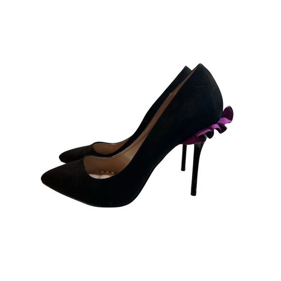 Betsy Johnson Shoes - Betsy Johnson Black Heels with Purple Ruffle - Size 7.5